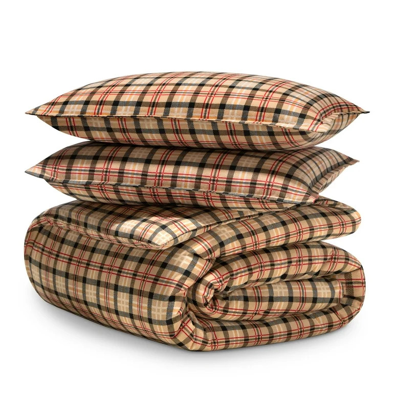 Bare Home Flannel Duvet Cover Set - 100% Flannel Cotton - Double Brushed - Full, Red Lodge Plaid | Walmart (US)