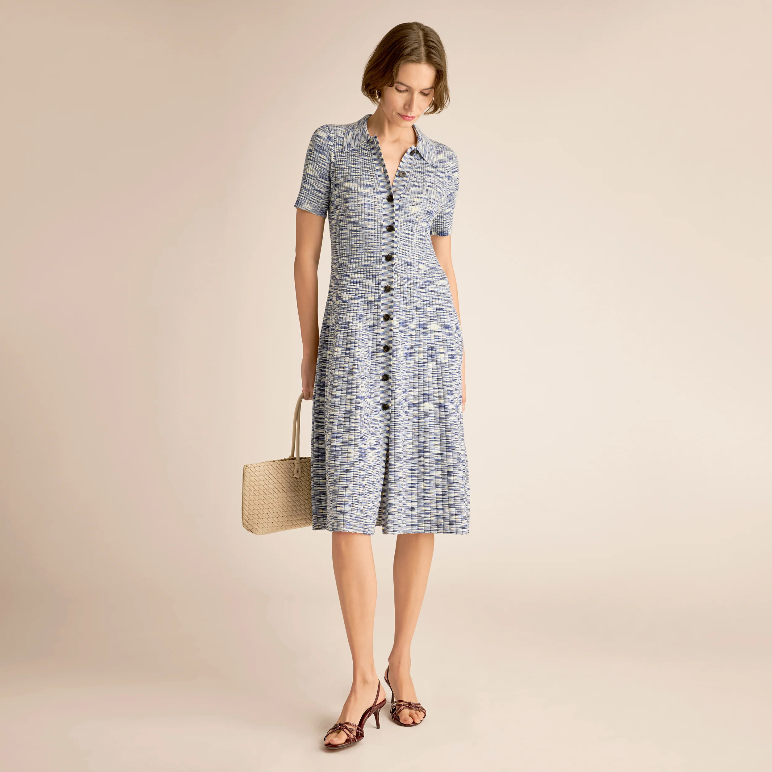 Osipa Shirt Dress - Space Dye Rib Knit :: Blue Multi | MM LaFleur