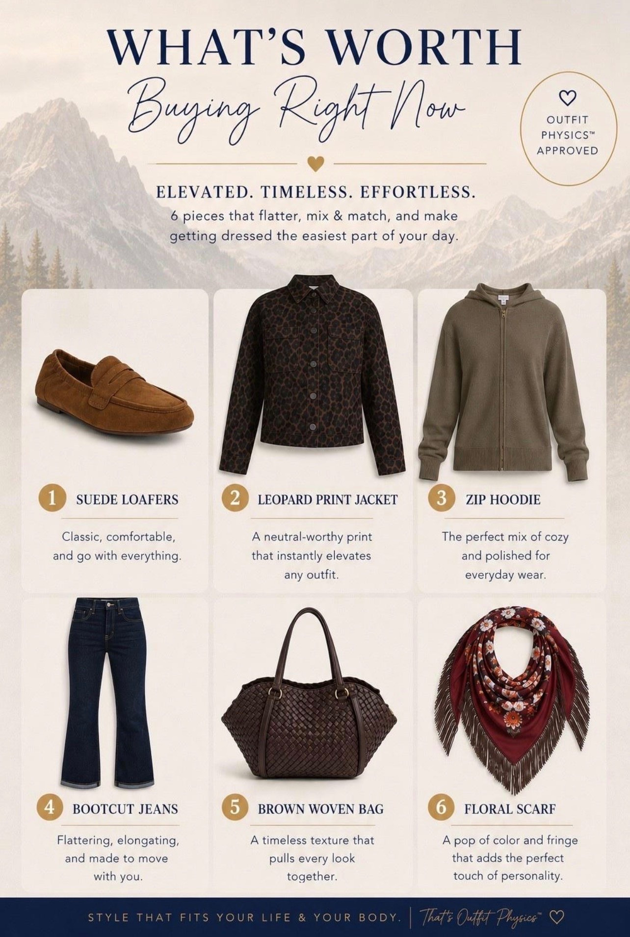 ✨Tap the bell, save and ❤️ start here over 40 fashion, midlife style, midsize fashion and luxury looks for less.  

I’m tired of buying clothes just because they’re new and then realizing they don’t actually make getting dressed any easier.

So instead of showing you everything at Walmart right now, I narrowed it down to the 6 pieces I think are actually worth buying. 👀

These earned a spot because they can work harder in a real wardrobe:

🤎 Suede loafers — an easy fall shoe that makes jeans instantly feel more polished
🐆 Leopard jacket — adds interest without needing a complicated outfit
🌿 Zip hoodie — comfortable enough for everyday, but still pulled together
👖 Dark bootcut jeans — create balance and visually lengthen the leg
👜 Brown woven bag — rich texture that makes inexpensive basics look elevated
🍂 Printed scarf — my LIFT piece that brings color and attention toward the face

That’s exactly how I’m shopping now: fewer random finds, more pieces that earn their place.

And I’m using Outfit Physics™ — LIFT • SKIM • BALANCE to decide what’s actually worth your money.

Which of these 6 would you buy first?

👑 Helping you look good, feel good.-Lindsey Denver   Check back daily for belly-friendly style, confidence, and Outfit Physics™.

#LTKOver40 #LTKMidsize #LTKPlusSize

Comment SHOP below to receive a DM with the link to this post on my LTK ⬇ https://liketk.it/6lIIb
