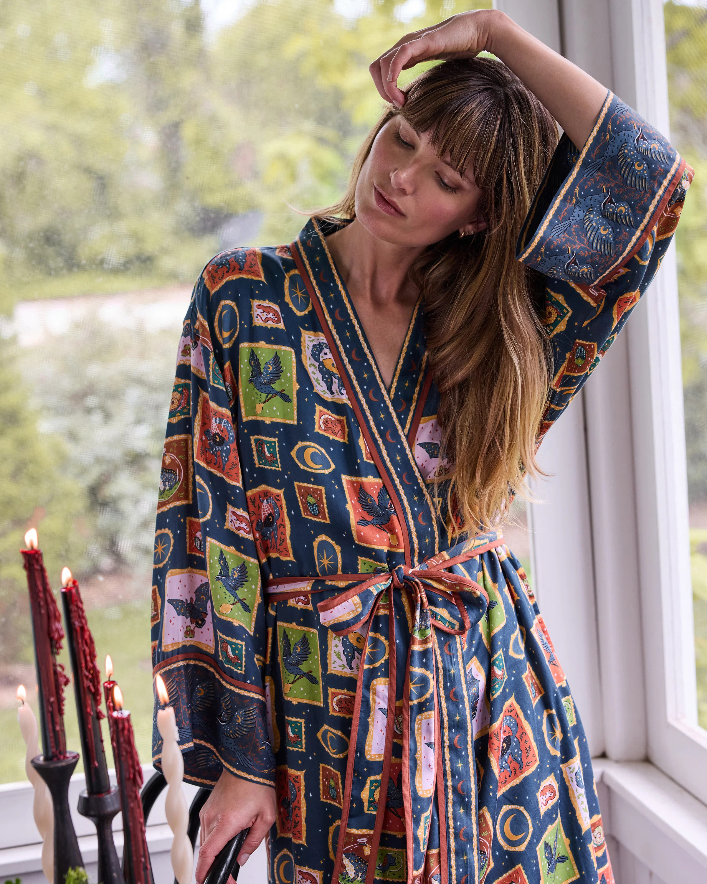 Midnight Gallery - Eco Satin Robe - Night Sky | Printfresh