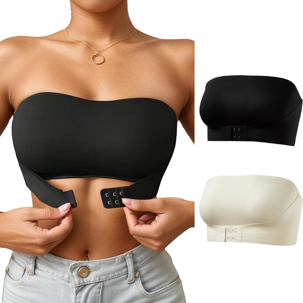 newnice Strapless Bandeau Bra for Women Slightly Lift Up Non-Slip Silicone No-Padding Seamless Ev... | Amazon (US)
