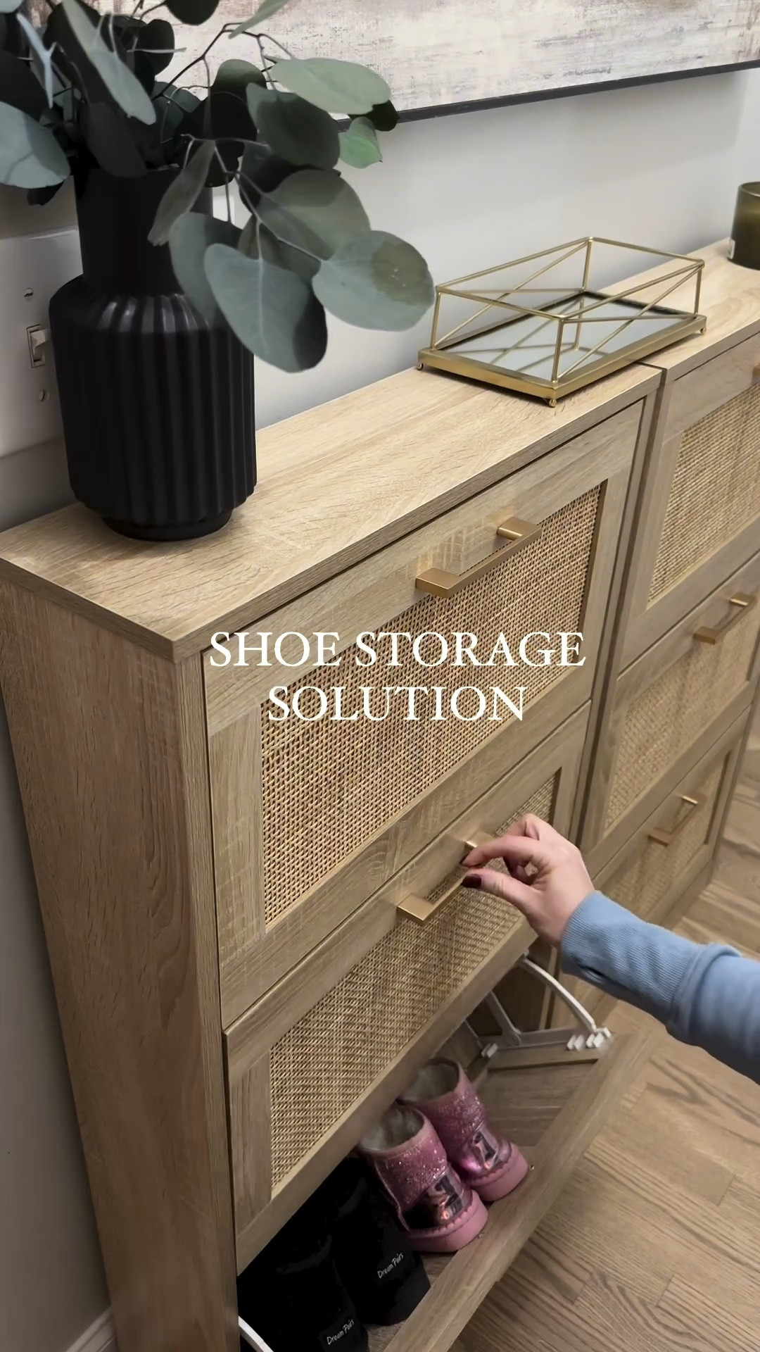 Shoe problem?  I did too until I found these affordable Amazon shoe cabinets! 

Currently on sale for under $100 👀 

They totally solved all the stray kids shoes that are constantly on the loose in my home! 

Read my Pros and Cons below on these!

Pro:
-Sleek design - I love the light wood with the cane doors
-Narrow, so they are perfect for narrow hallways like mine
-Super affordable.  I pushed two together in my space.  I have three kids and they have a lot of shoes 😅 
-Each cabinet fits 6-9 pairs of shoes depending on shoe size

Cons:
-Because these cabinets are narrow they do not fit big shoes.  My husband is a size 12 and they would not close straight up with his shoes.  You can always place sideways however, they will just fit less shoes.  My tennis shoes and booties fit just fine and I’m a womens size 9. 
-The hardware that it comes with is not good (plastic silver handles). I updated with these beautiful brass ones also from Amazon. (They come in a pack of 5 for $26 or pack of 10 for $50). But you can find any other hardware with 3.75” hole width and it would work! I will link the hardware I used as well.


#LTKHome #LTKVideo #LTKSaleAlert