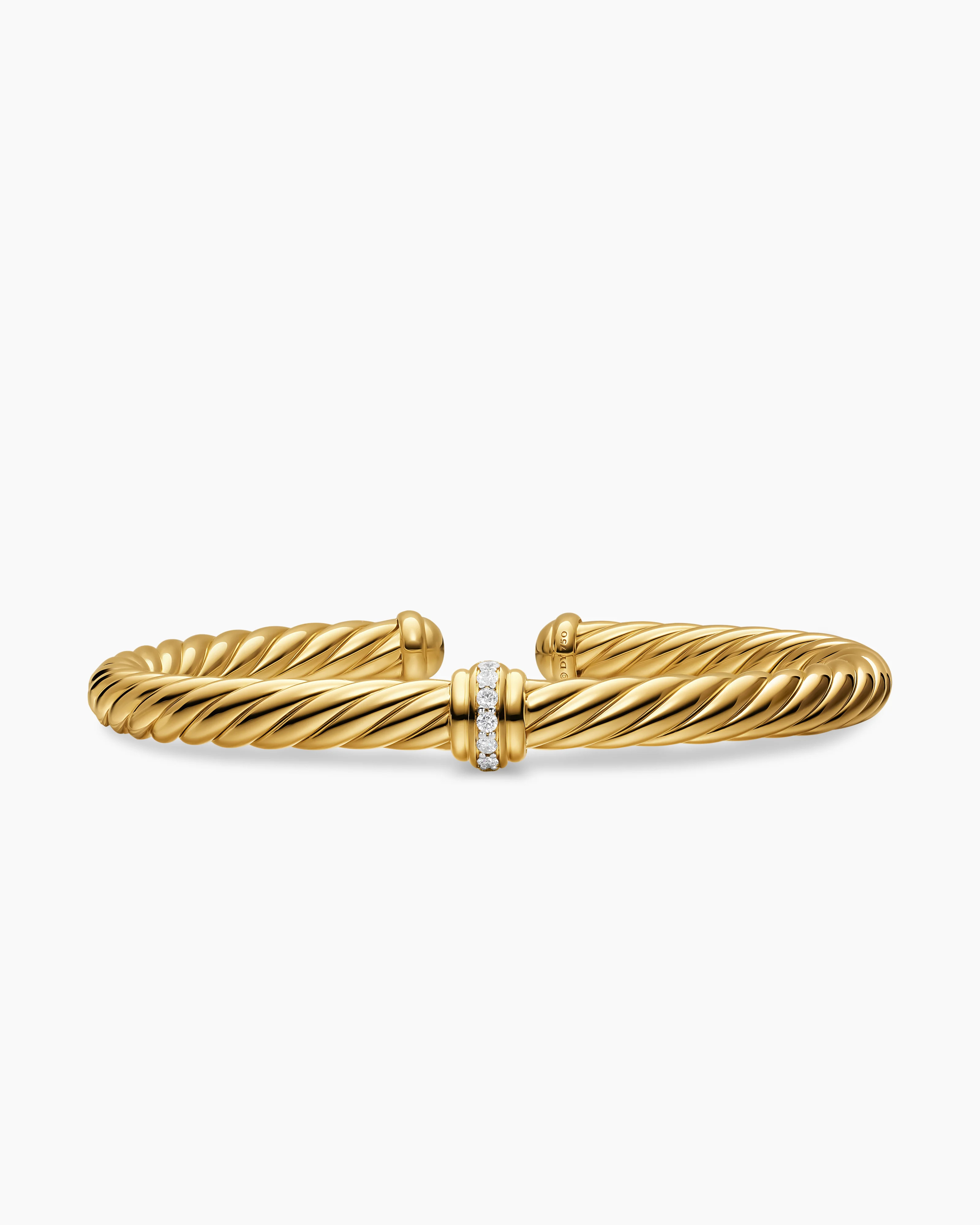 David Yurman | Cablespira Flex Center Station Bracelet in 18K Yellow Gold with Diamonds, 6mm | David Yurman
