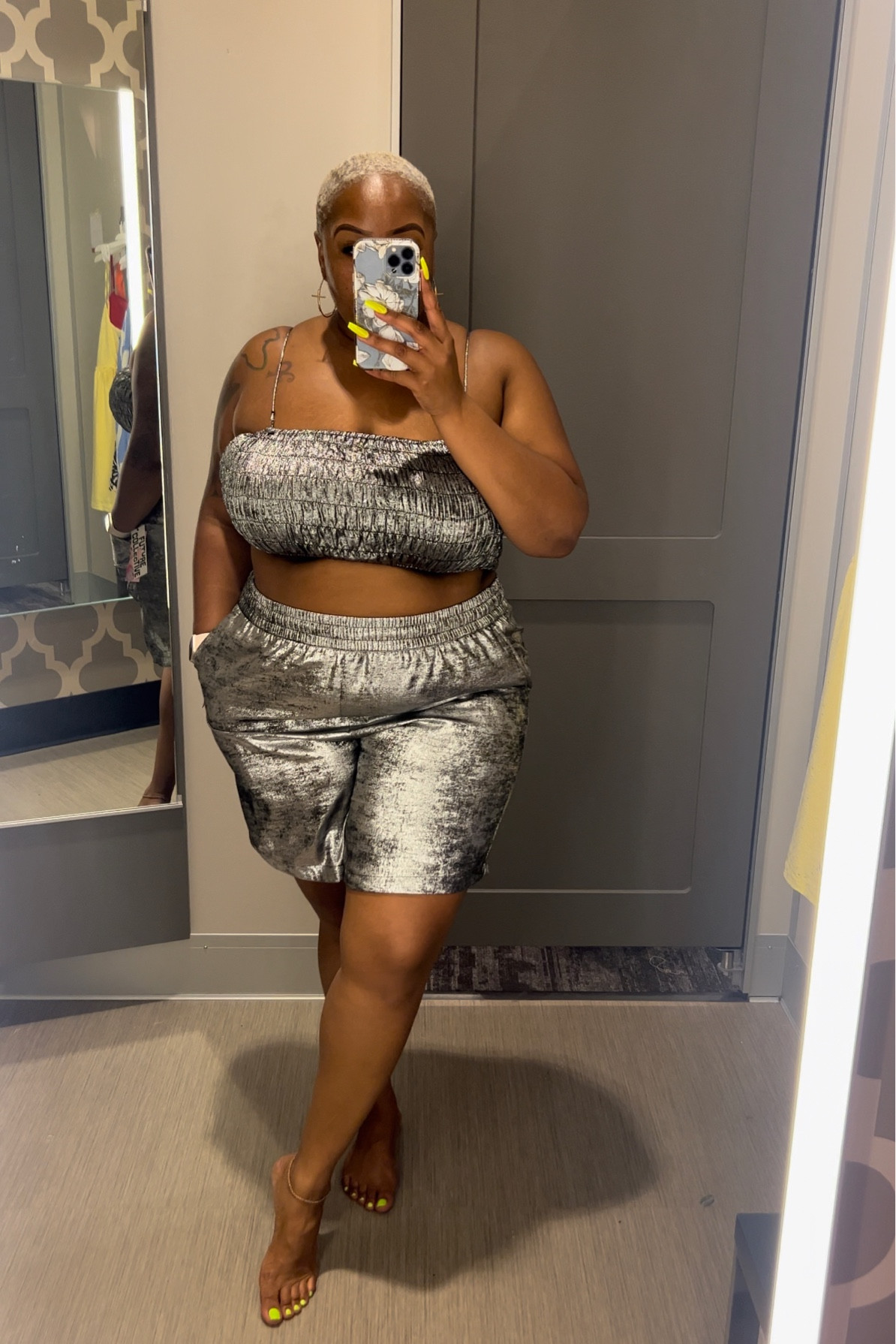 Metallic silver shorts, metallic outfit plus size, metallic target style, target, fashion, target, fashion find 

#LTKunder50 #LTKstyletip #LTKcurves