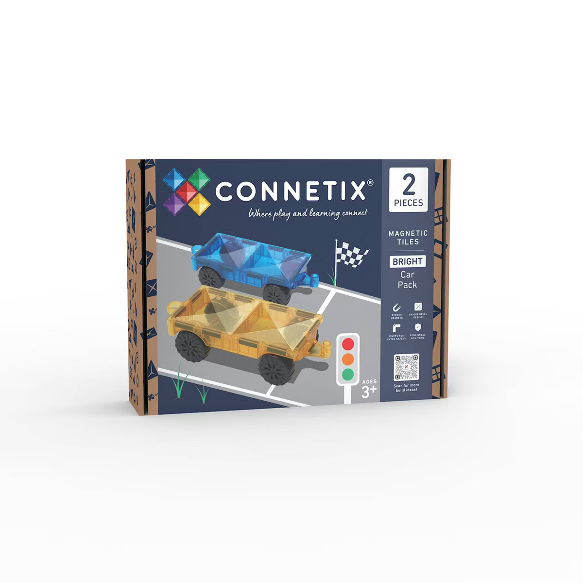 CONNETIX Magnetic Tiles Bright Car Pack Building Blocks 2pc | Target