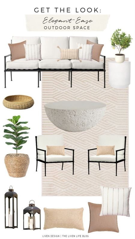 Outdoor patio. Patio furniture. patio decor. Outdoor loveseat sofa. Patio lounge chair. White round outdoor patio coffee table. Woven planter. White side outside accent table. Outdoor pillows. Natural woven pillow. Geometric outdoor neutral cream rug. Neutral patio decor. Spring decor. 

#LTKSeasonal #LTKHome #LTKStyleTip