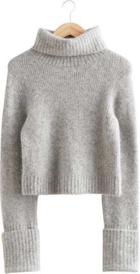 & Other Stories Cuffed Wool Blend Turtleneck Sweater | Grey Sweater | Gray Sweater | Fall Sweaters | Nordstrom
