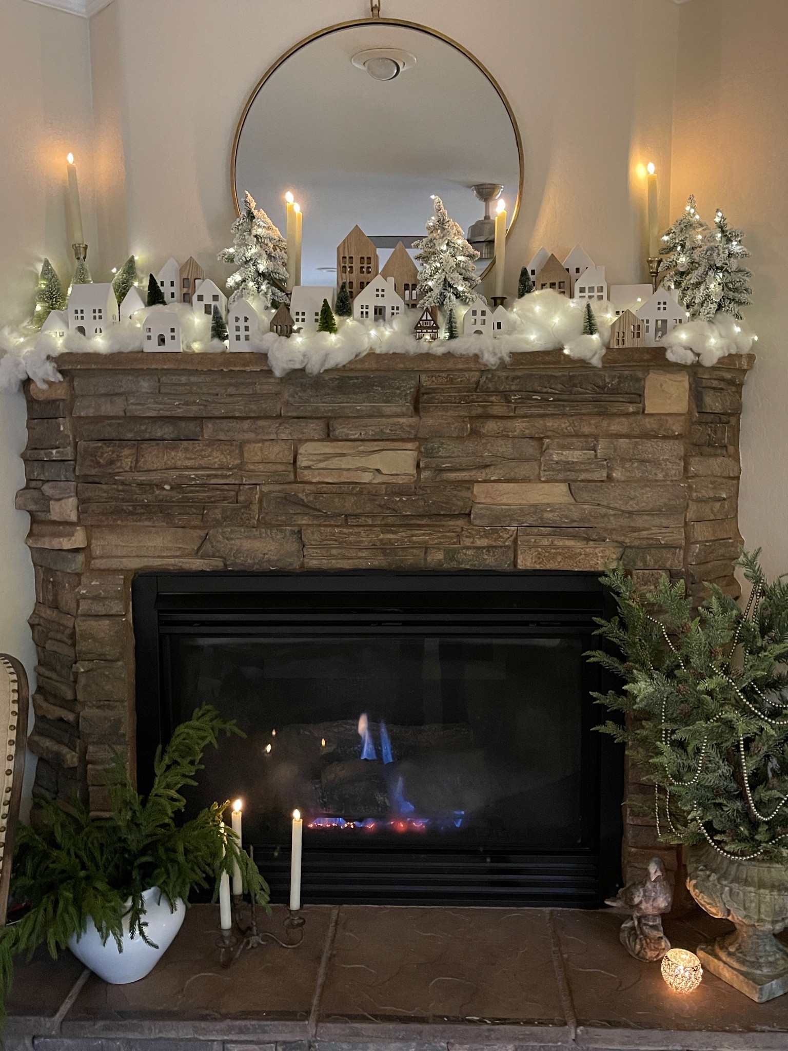Create a cozy winter village for the holidays! 

Winter village, wooden houses, fairy lights, bottlebrush trees, fake snow, display snow, holiday decorations, holiday decor, winter decorations, Christmas decorations, mantle decor

#LTKSeasonal #LTKhome #LTKHoliday