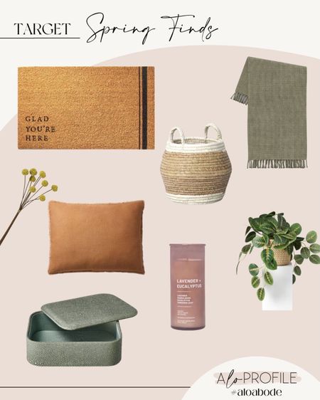 Target Home // spring finds, entry mat, spring candle, green throw blanket, spring faux stems, faux plants, woven basket, shagreen decor, storage, decorative baskets, decortaive boxes, table decor, coffee table decor, bedroom decor, target storage, door mats, minimal door mat

#LTKhome