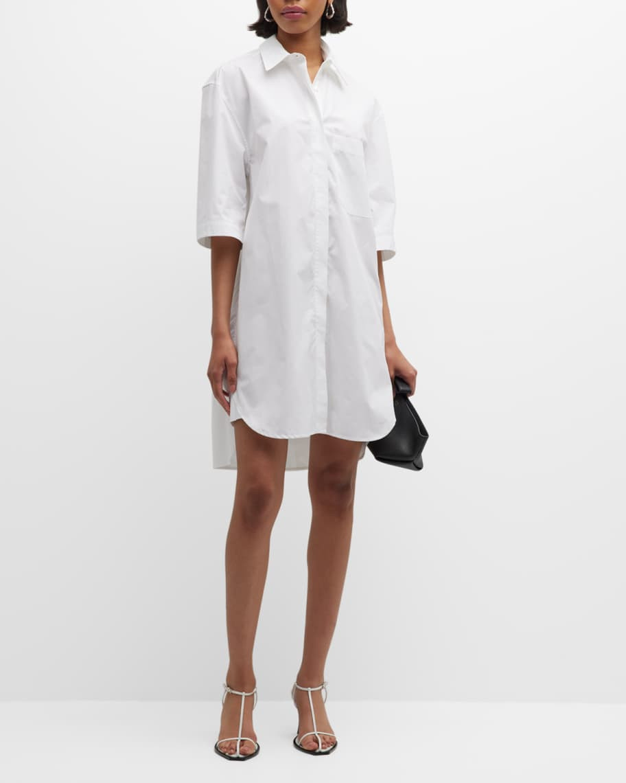 Loulou Studio Evora Short-Sleeve Mini Shirtdress | Neiman Marcus