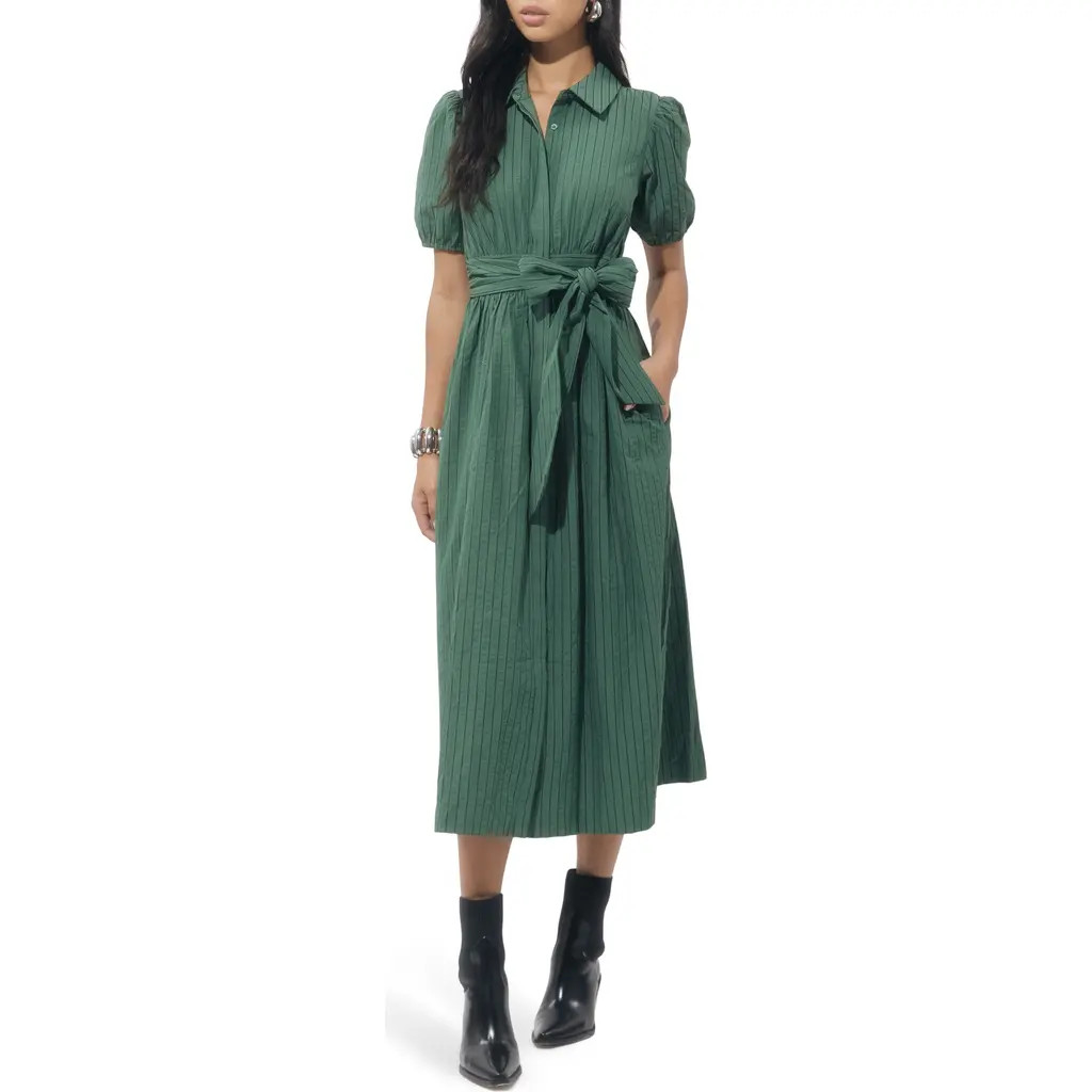 Adelyn Rae Traici Stripe Shirtdress in Olive at Nordstrom Rack, Size Large | Nordstrom Rack