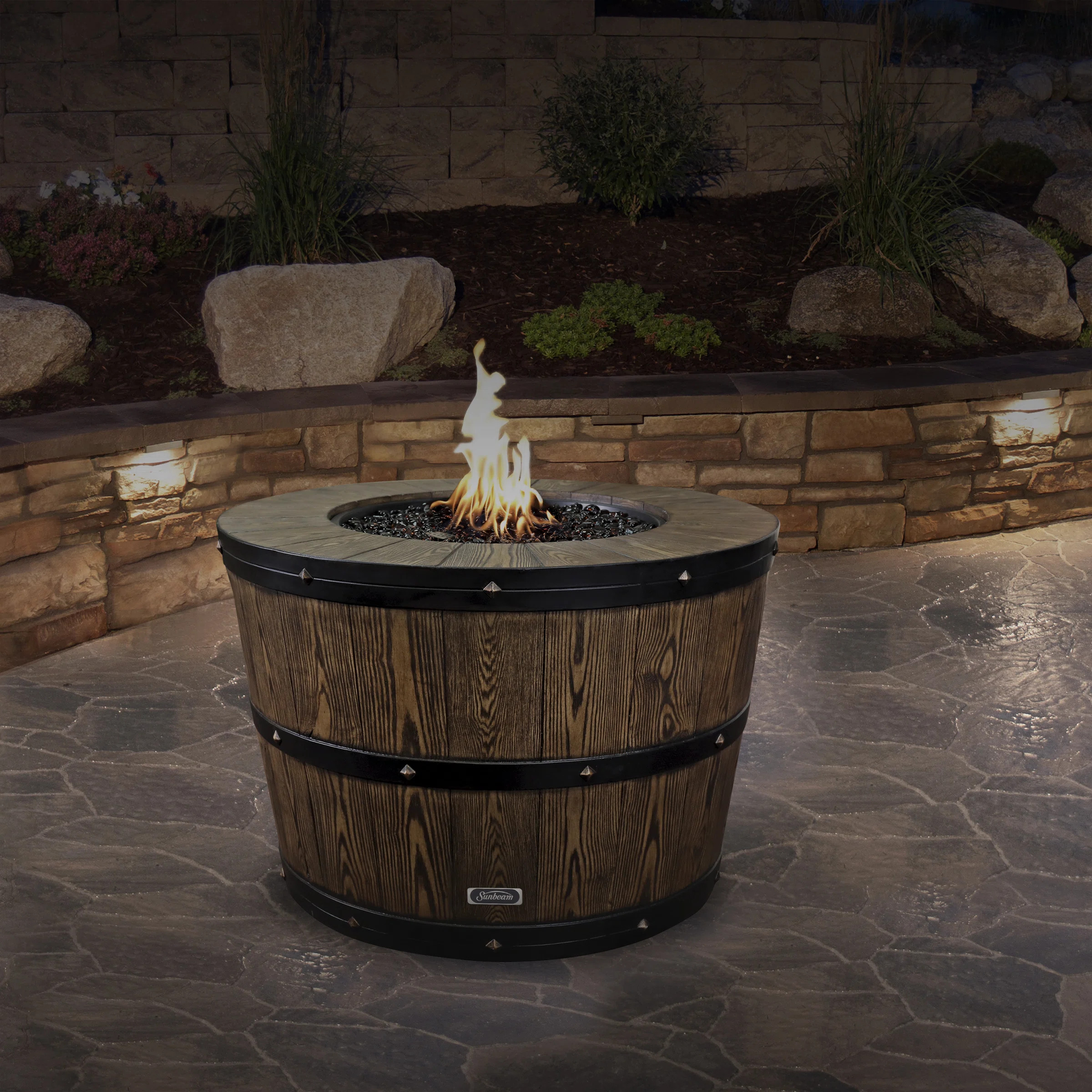Sunbeam Wine Barrel Concrete Propane/Natural Gas Fire Pit | Wayfair North America