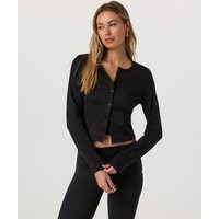Vuori Halo Cardigan 2.0 | Black Heather | XS, Size Extra Small | Vuori Clothing (US & Canada)