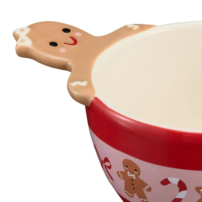 Holiday Time 4-Piece Stripes & Gingerbread Glazed Stoneware Measuring Cup Set, Multicolor | Walmart (US)