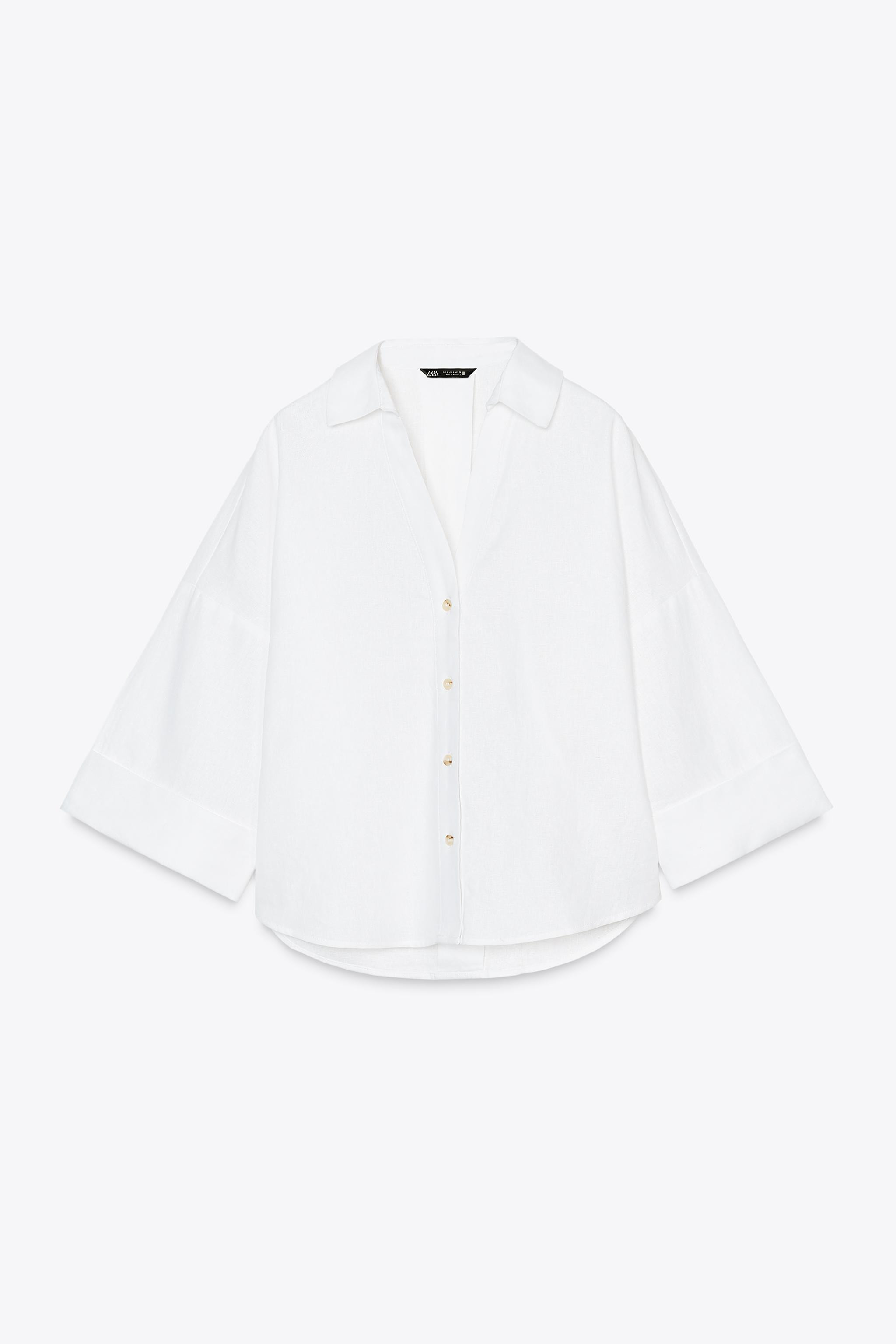 WIDE-SLEEVED LINEN SHIRT | Zara UK