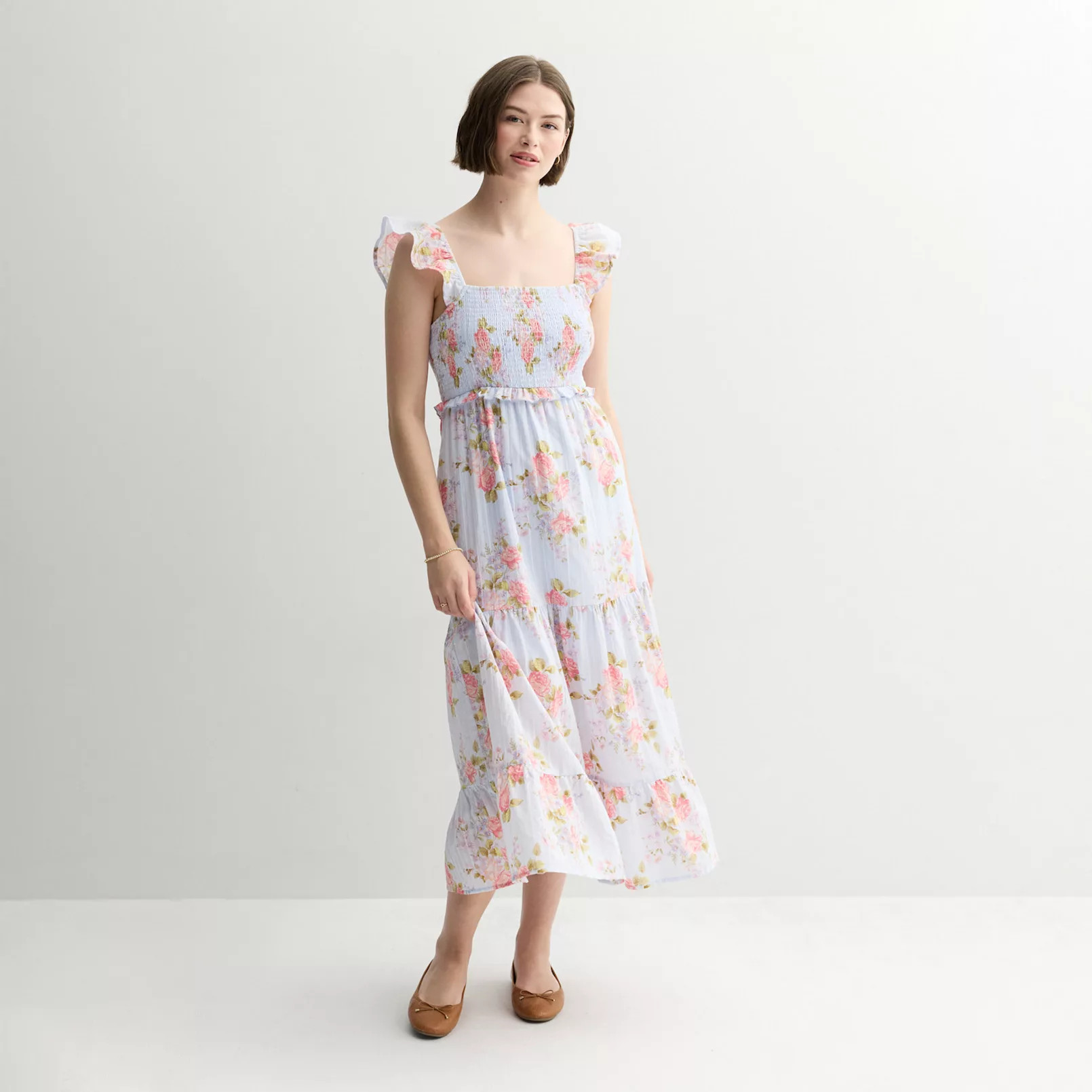 Juniors' Rewind Flutter Strap Tiered Maxi Dress | Kohl's