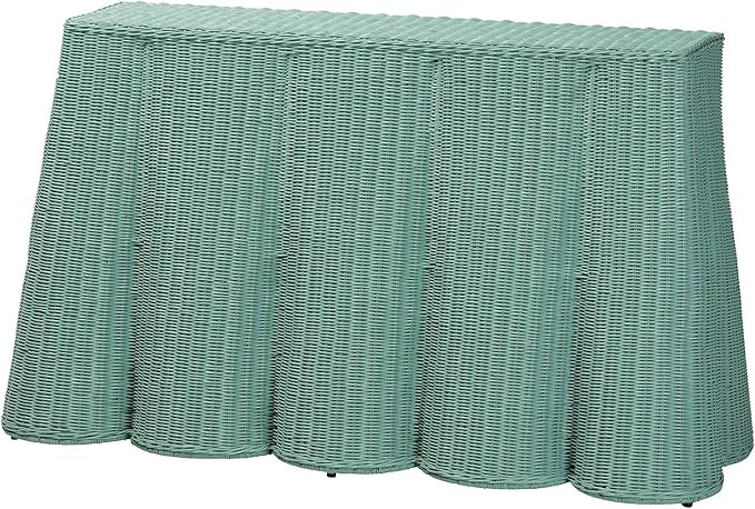 Bali & pari Palm Bohemian Seafoam Green Scallop Rattan Console Table | Amazon (US)