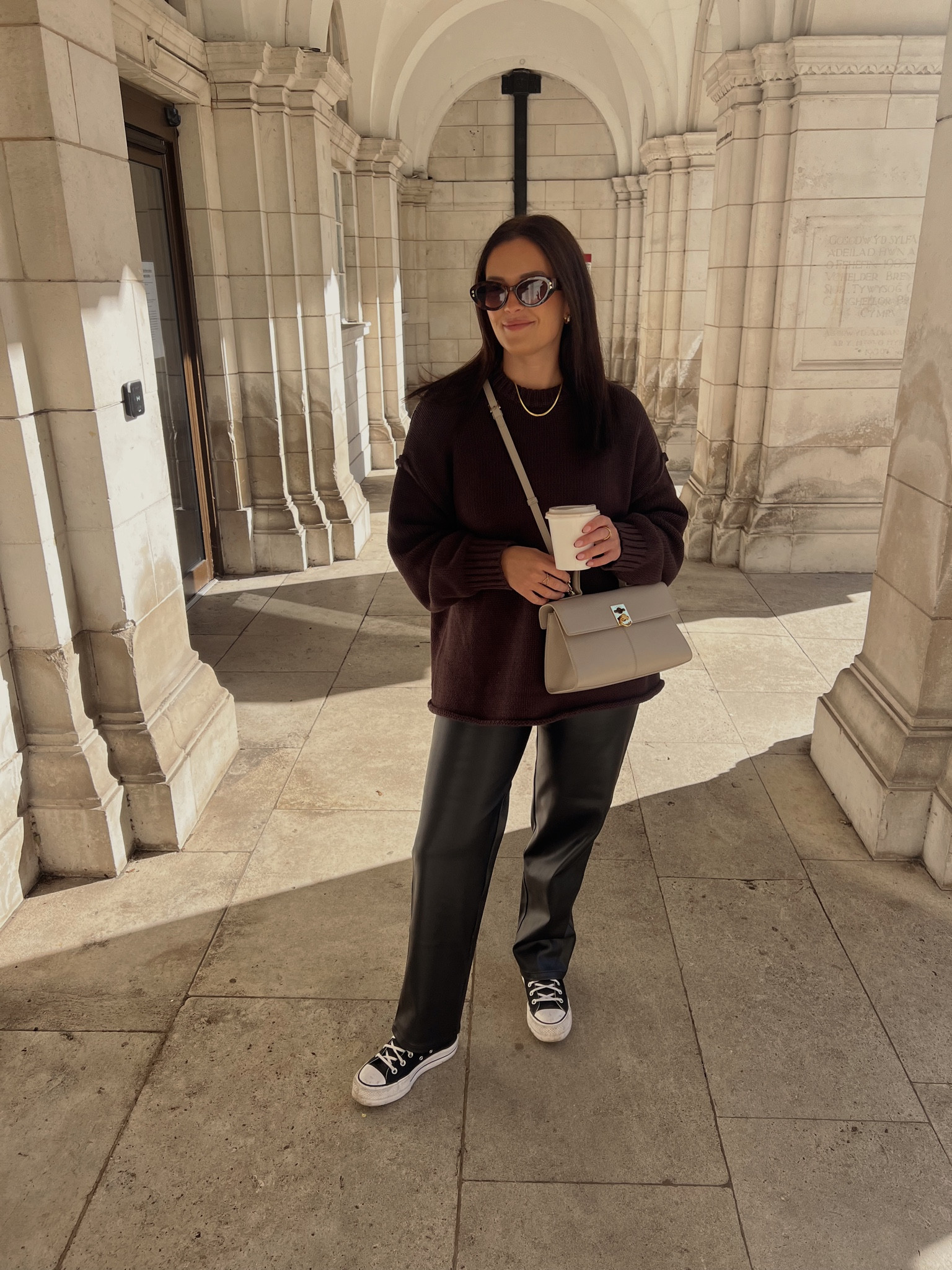 Autumn outfit, brown jumper, faux leather trousers, converse

Bag : Cafune 

#LTKautumn #LTKuk #LTKeurope