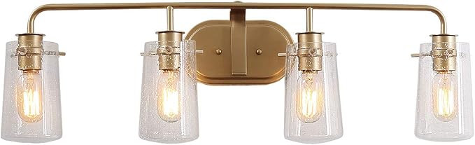 KSANA Bathroom Vanity Light, 31'' Gold Bathroom Light Fixtures, 4-Light Modern Gold Vanity Lights... | Amazon (US)