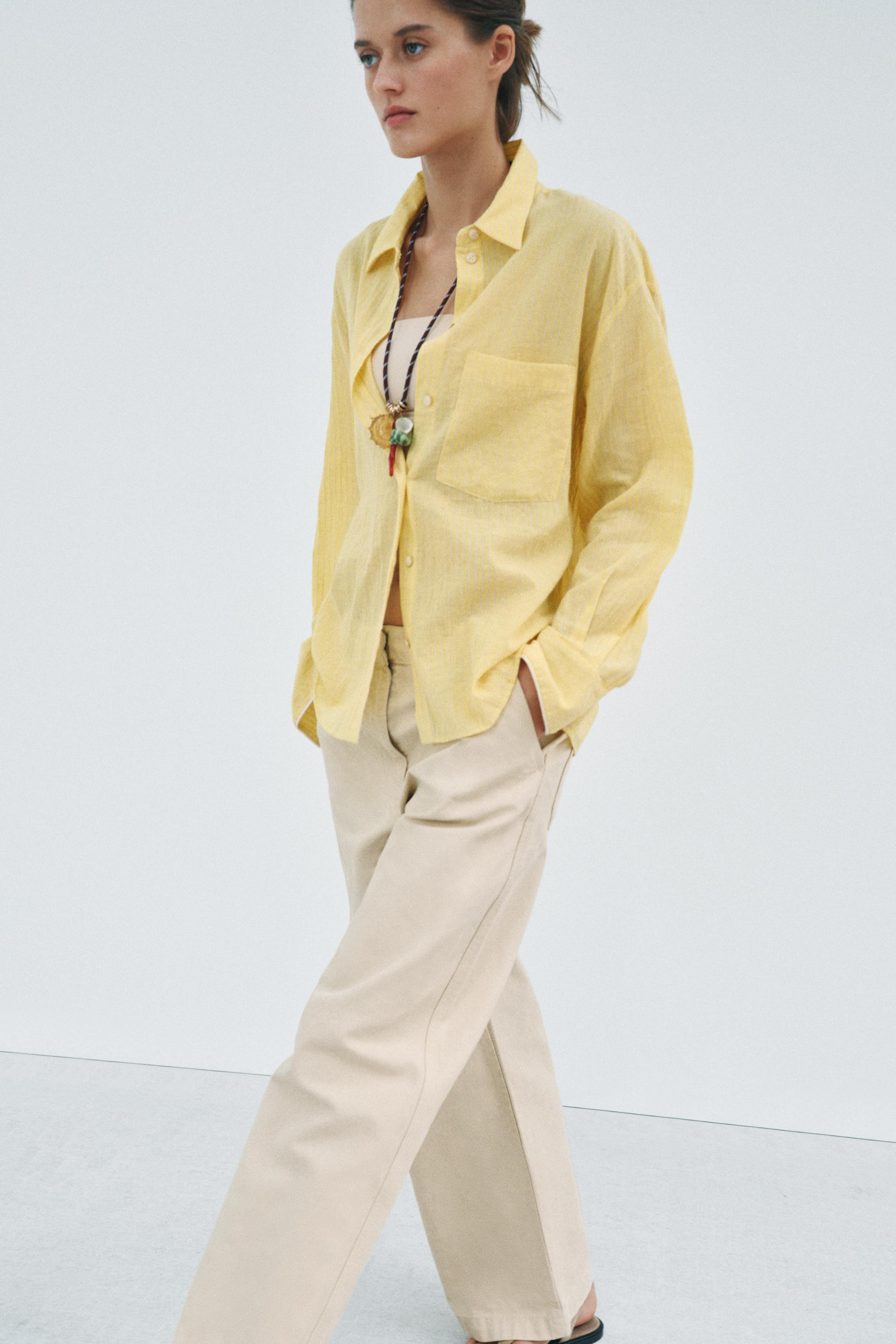 ZW COLLECTION STRIPED WRINKLED SHIRT | Zara US