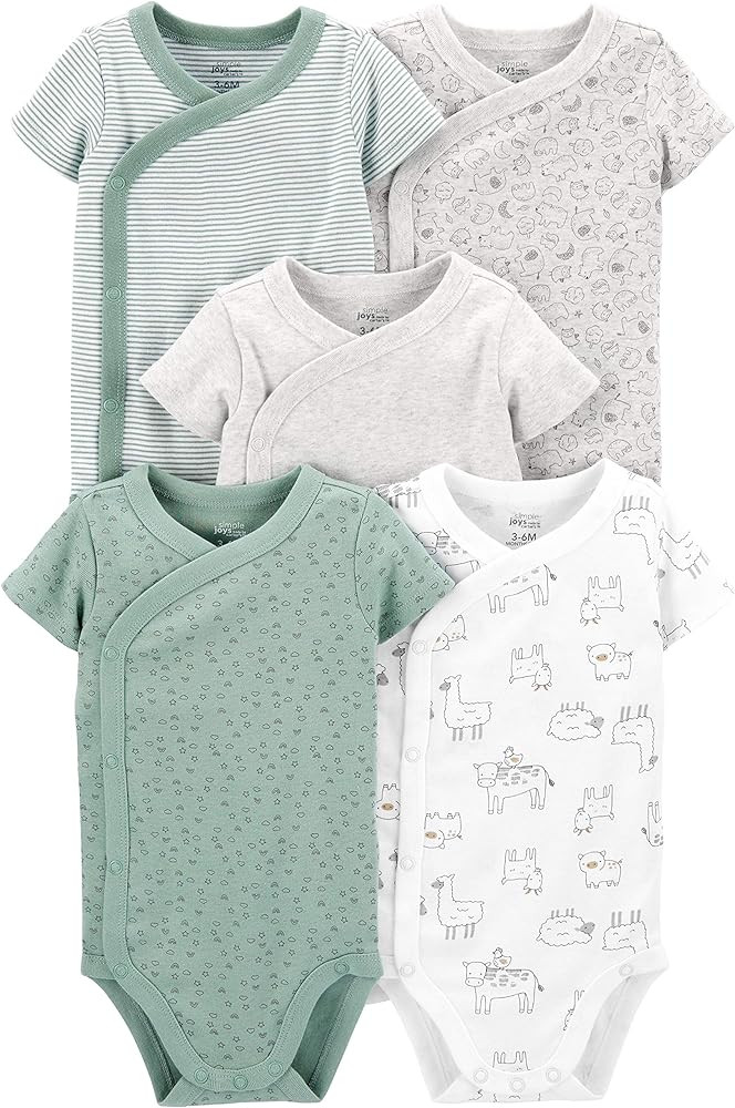 Simple Joys by Carter's unisex-baby 5-pack Side Snap Short-sleeve Bodysuit | Amazon (US)