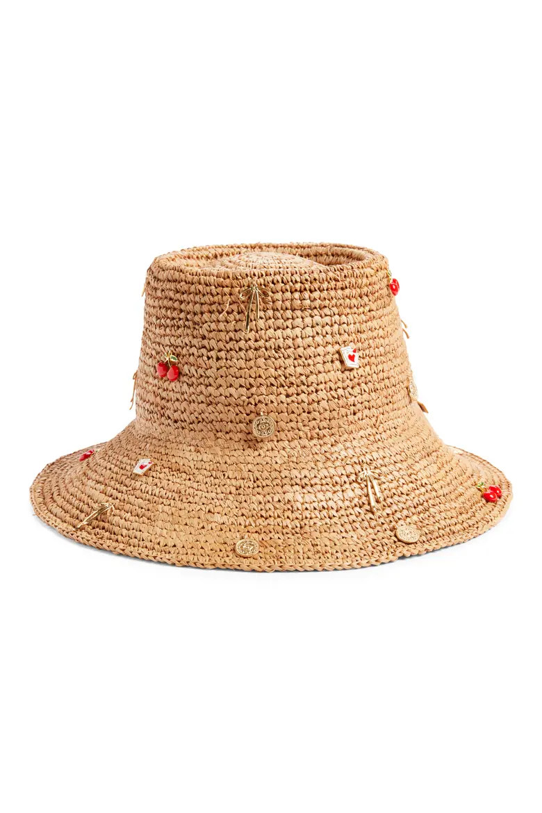 Charm Embellished Raffia Bucket Hat | Nordstrom | Nordstrom