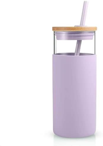 tronco 20oz Glass Tumbler Glass Water Bottle Straw Silicone Protective Sleeve Bamboo Lid - BPA Fr... | Amazon (US)