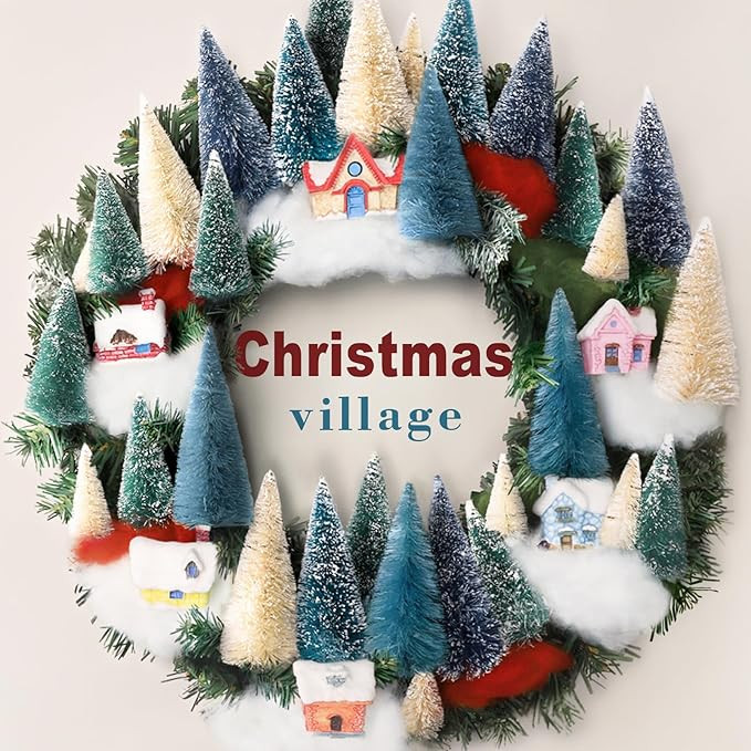 Christmas Decorations - Christmas Wreaths for Front Door - 16 Inch Xmas Village Wreath - Holiday ... | Amazon (US)