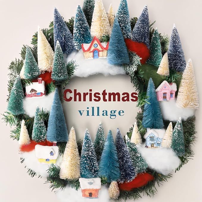 Christmas Decorations - Christmas Wreaths for Front Door - 16 Inch Xmas Village Wreath - Holiday ... | Amazon (US)