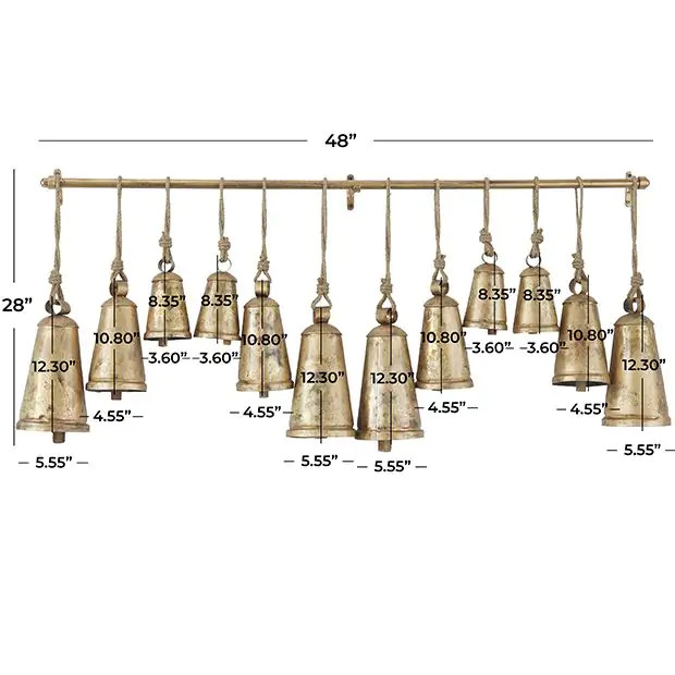 Hanging Brass Bells Wall Decor | Antique Farm House