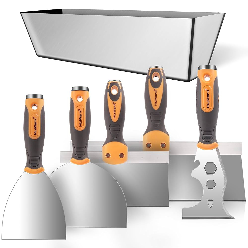 MulWark Putty knife Tools Kit, 5PC 3" 4" 6" 8" 12" Putty Knife with Metal Hammer End, Spackle Kni... | Amazon (US)