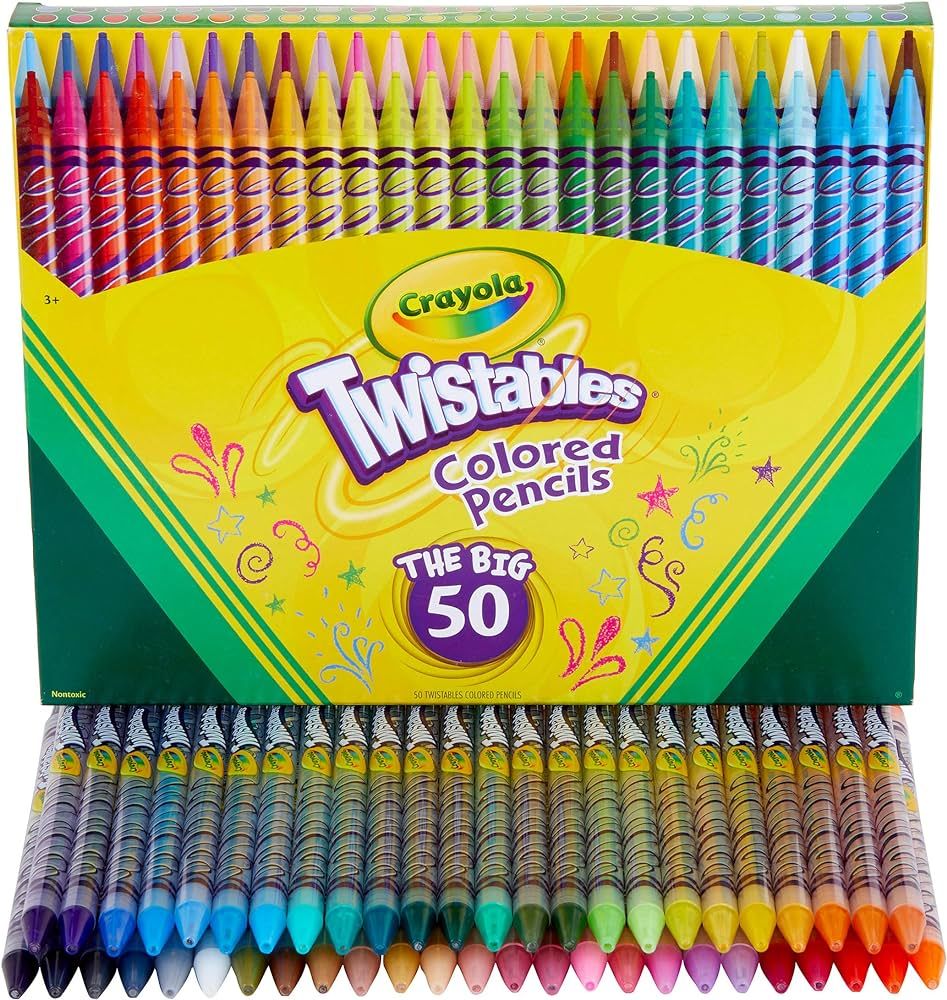 Crayola Twistables Colored Pencil Set (50ct), Kids Art Supplies, Colored Pencils For Kids, Unique... | Amazon (US)