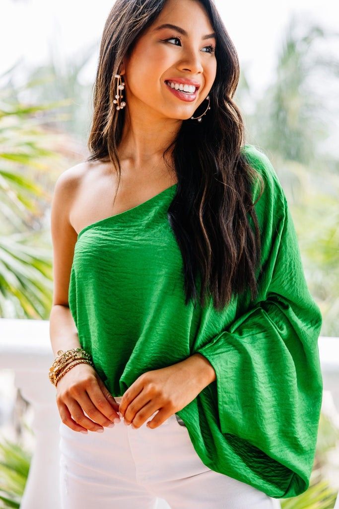 Go Where You Choose Kelly Green One Shoulder Top- St Patricks Day Outfit | The Mint Julep Boutique