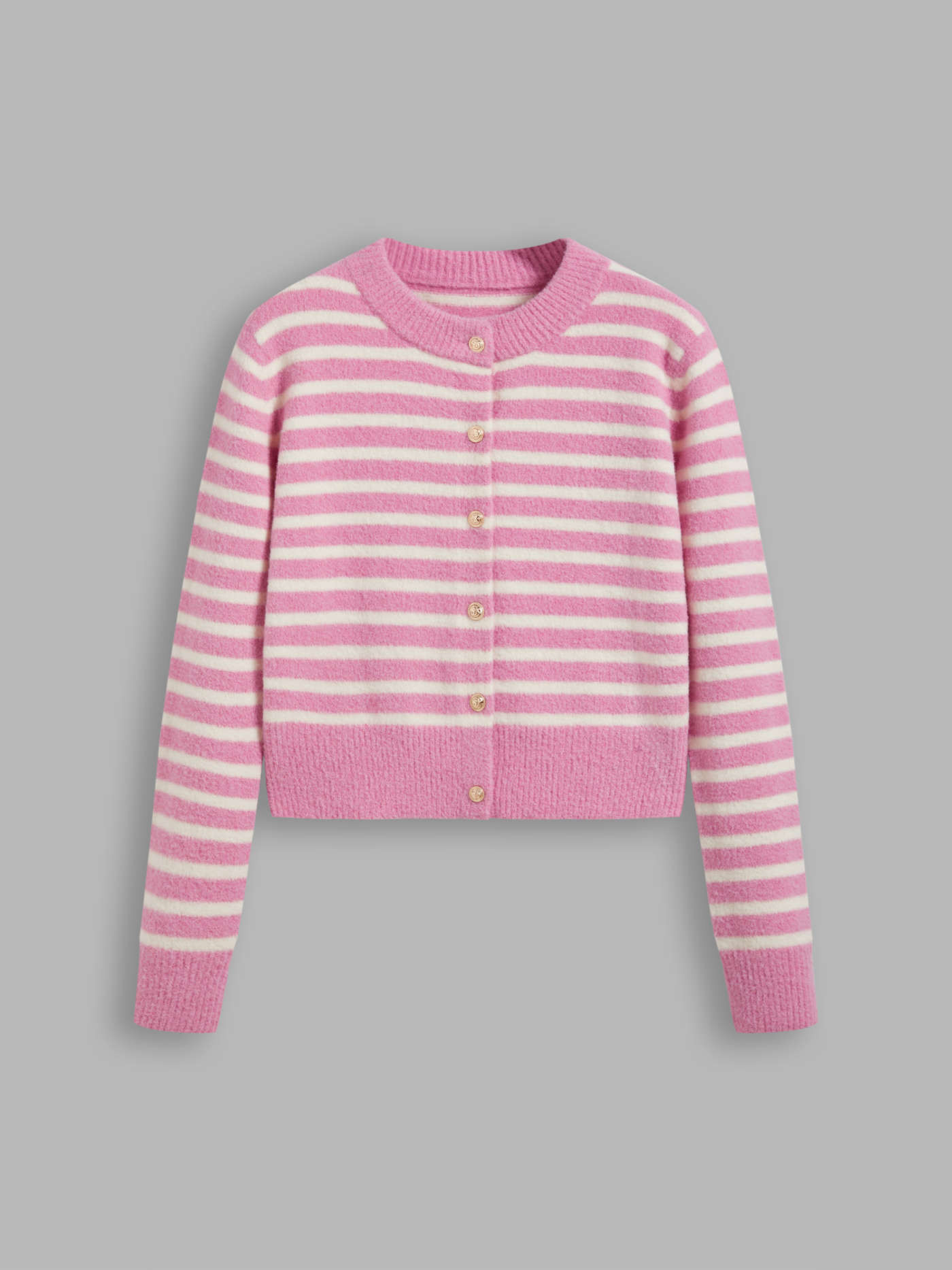Knit Fabric Knit Round Neckline Stripe Cardigan For Daily Casual | Cider