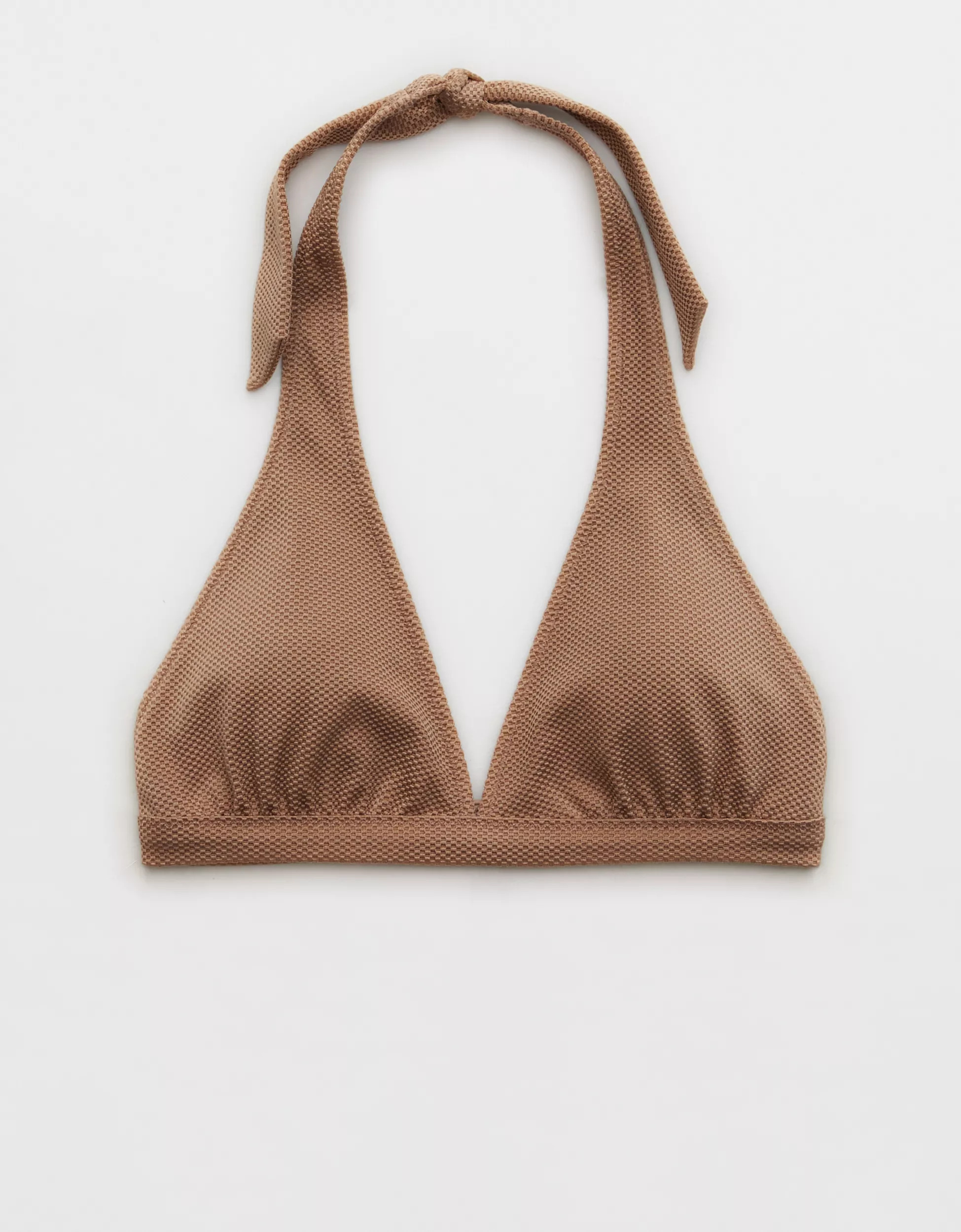 Aerie Shine Pique Halter Triangle Bikini Top | Aerie