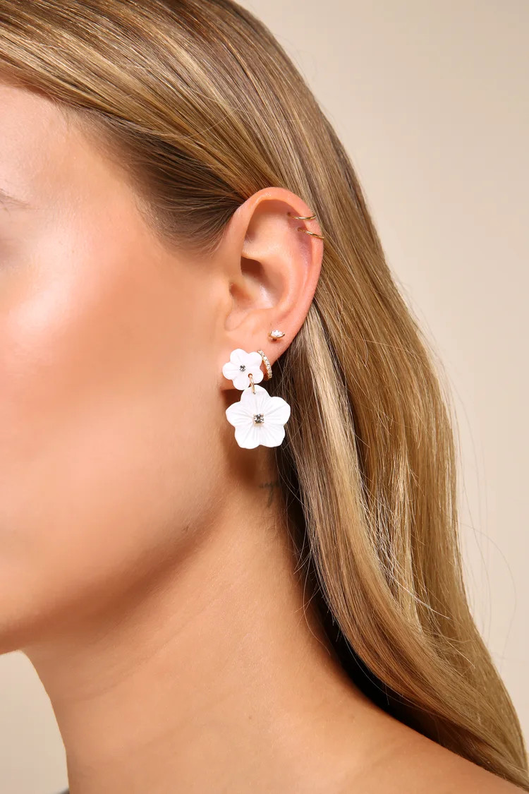 Flourishing Glow White Acetate Flower Earrings | Lulus