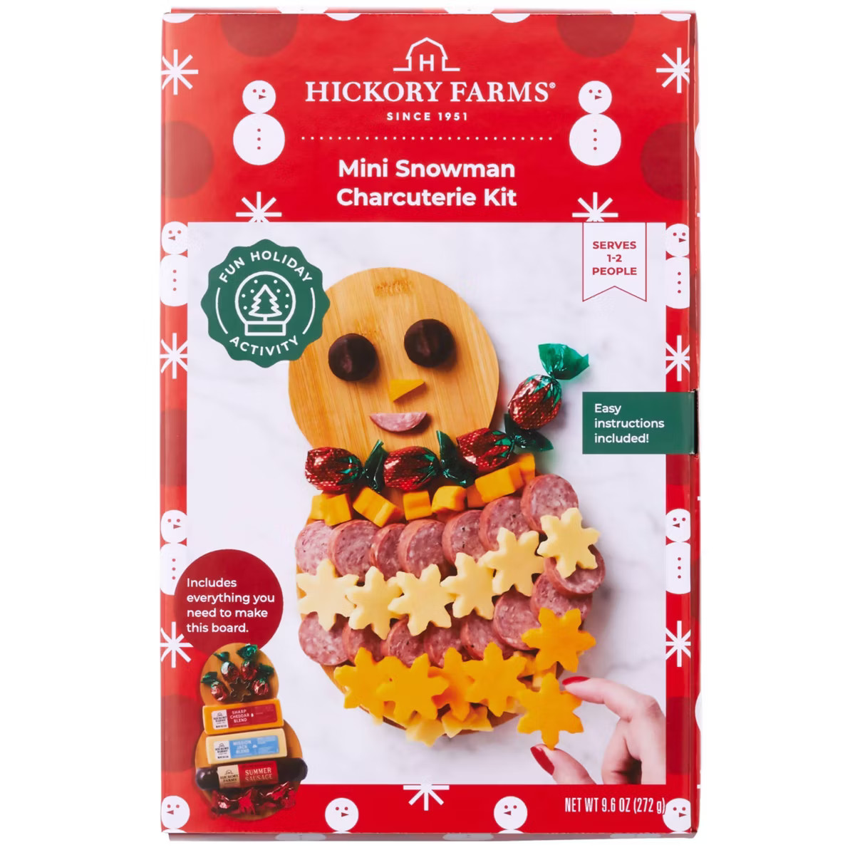 Hickory Farms Christmas Gift Set Snowman Charcuterie Kit - 9.6oz | Target