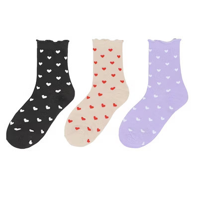 Anna-Kaci Women's Ankle Socks with Allover Heart Print and Soft Ribbed Cuff Trim - Multicolored-3 | Target