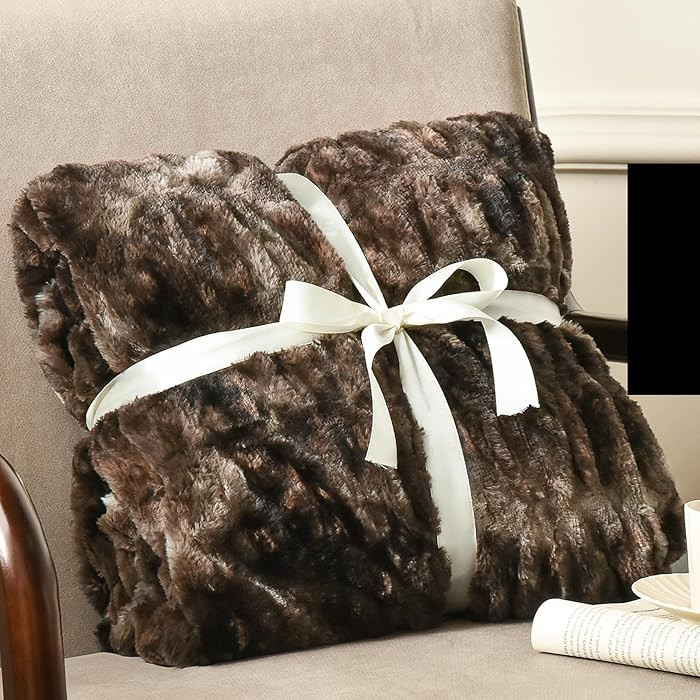 PHF Fluffy Ruched Faux Fur Twin Blanket for Couch,Cozy Plush Soft Luxury Warm for Fall Winter,Rev... | Amazon (US)