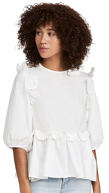 Poplin Scallop Detail Blouse | Shopbop