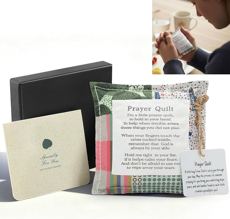 SURDOCA Prayer Quilt with Cross Inside & Greeting Card, Handmade Pocket Prayer Quilt in Gift Box,... | Amazon (US)