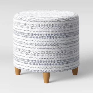 Round Woven Ottoman Blue/White - Threshold™ | Target