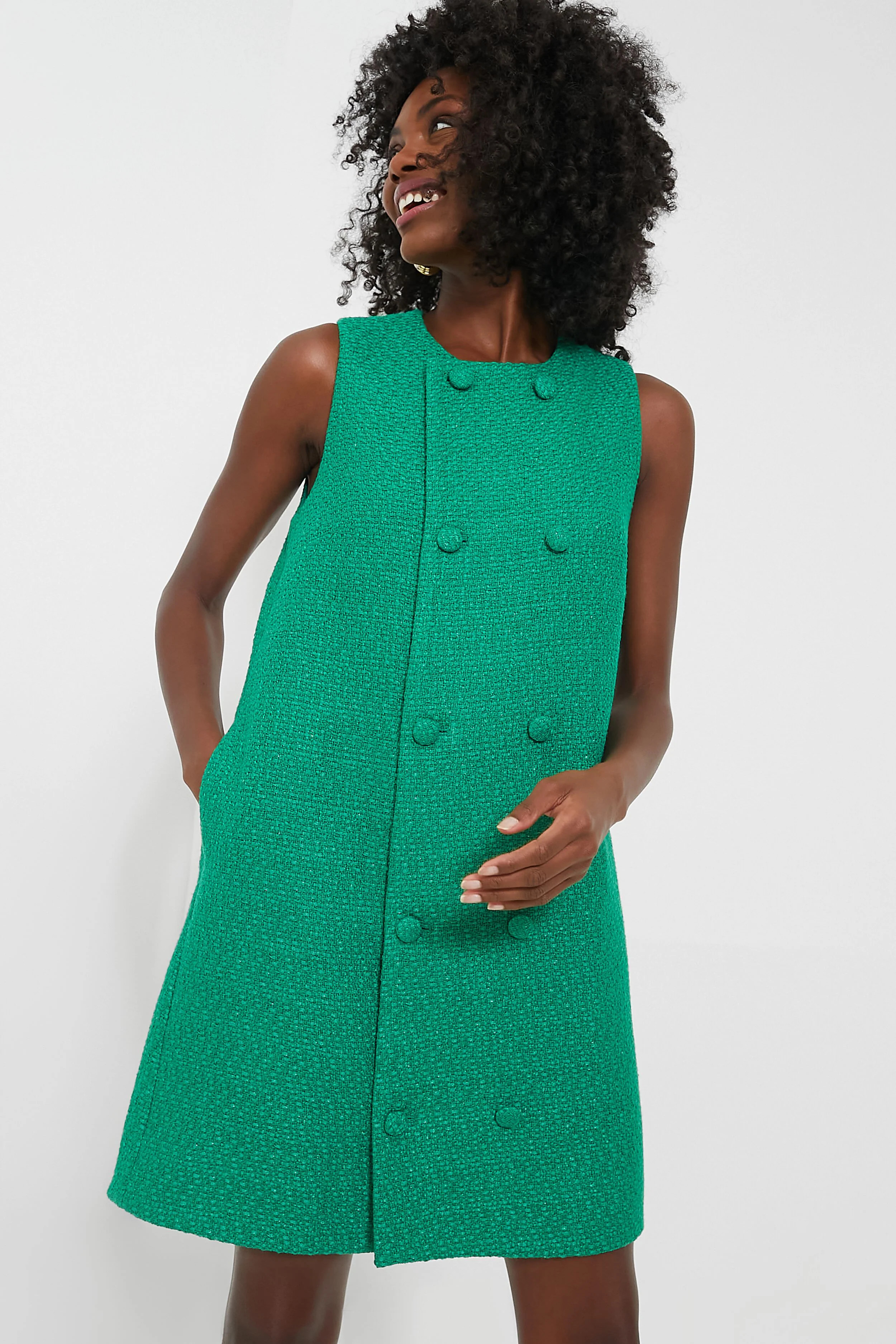 Emerald Green Tweed Bianca Dress | Tuckernuck (US)