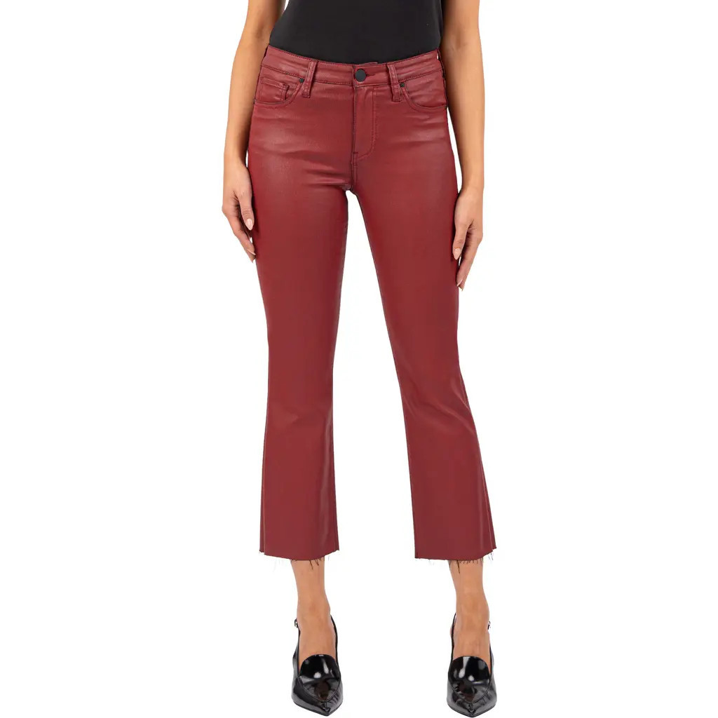KUT from the Kloth Kelsey Crop Kick Flare Jeans in Red at Nordstrom, Size 10 | Nordstrom