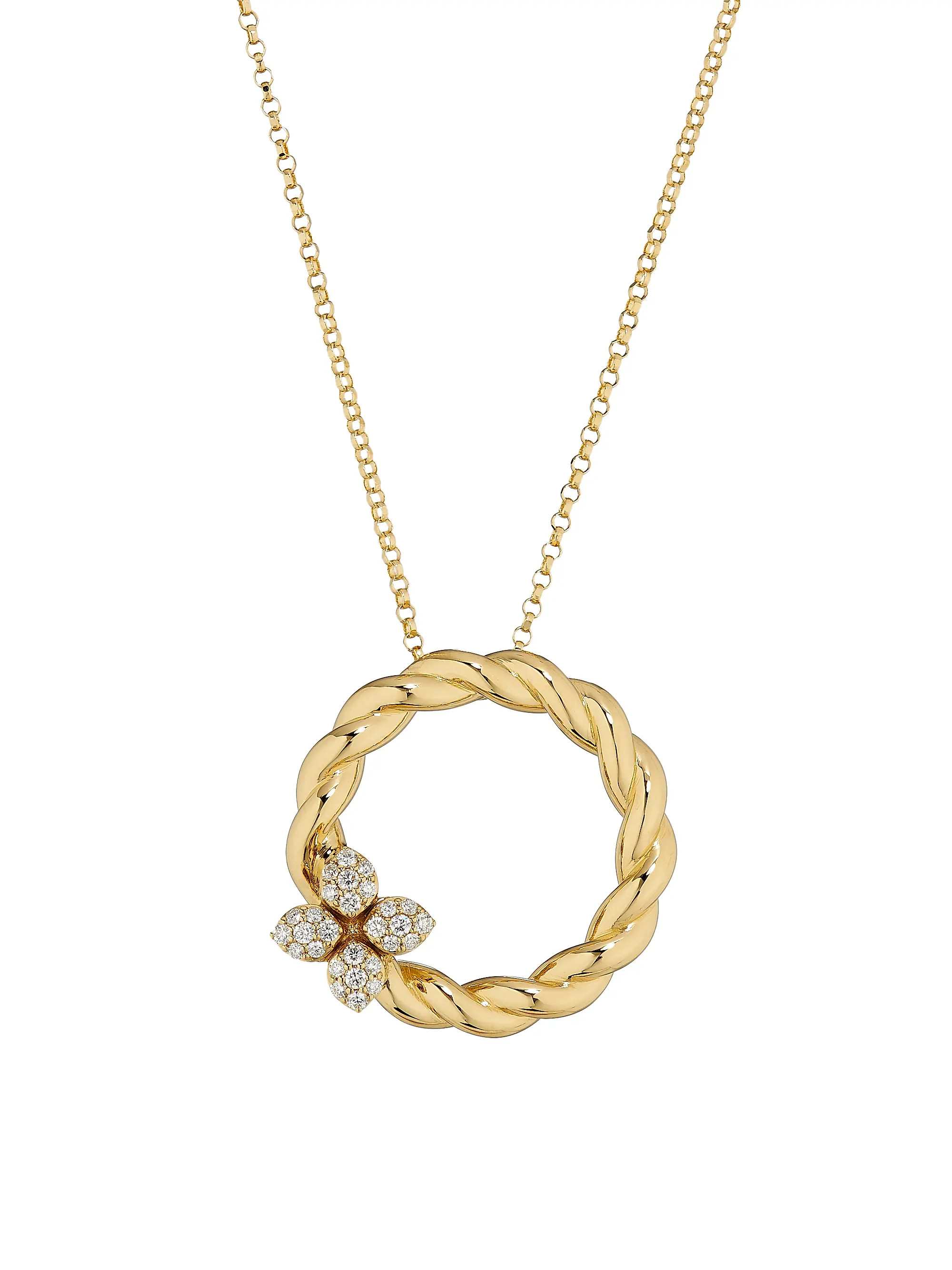 Love In Verona 18K Yellow Gold & 0.30 TCW Diamond Circle Pendant Necklace | Saks Fifth Avenue