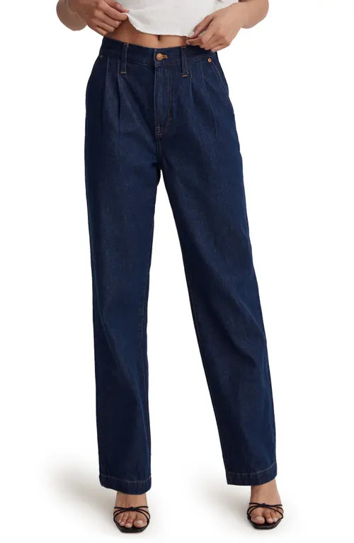Madewell Baggy Straight Jeans in Woodham Wash: Pleated Edition at Nordstrom, Size 26 | Nordstrom