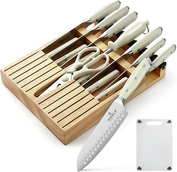 N NOBLE FAMILY In-drawer Knife Block Set, 16PCS Kitchen Knife Set with Wooden Block, Chopping Kni... | Amazon (US)