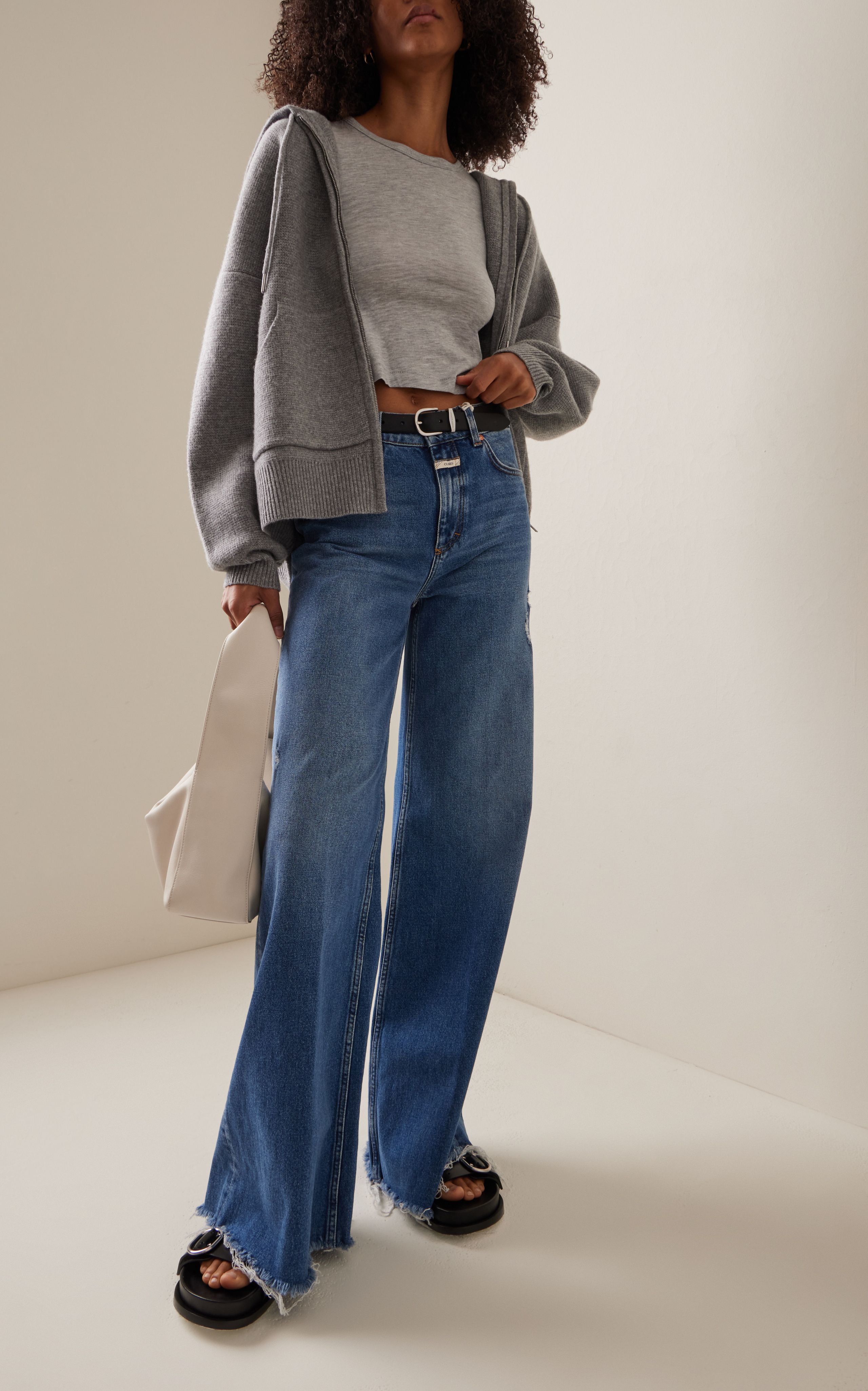 Glow-Up Distressed Stretch High-Rise Flared Jeans | Moda Operandi (Global)
