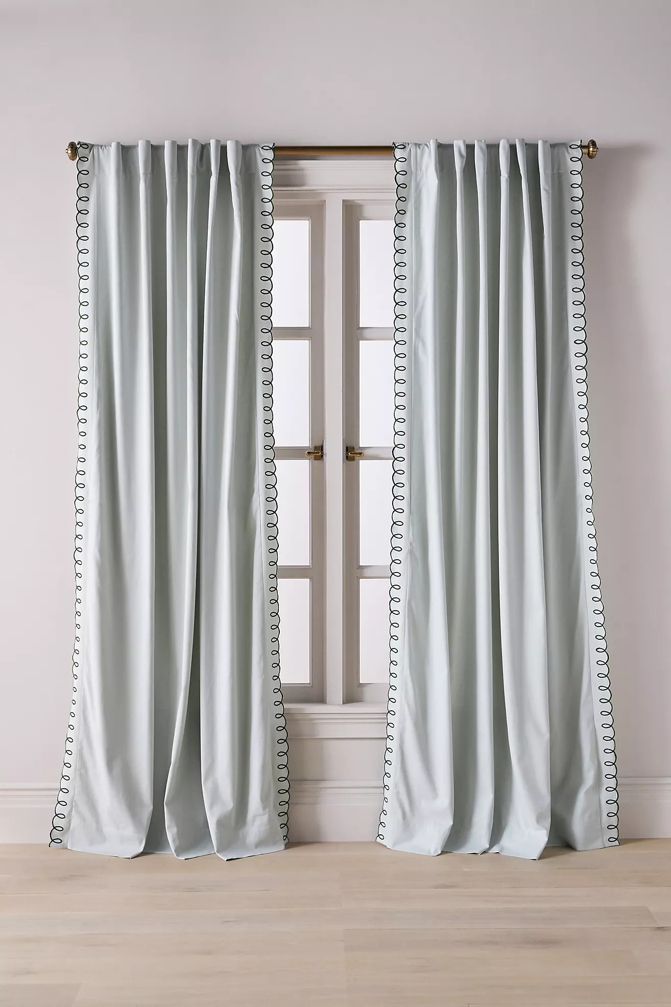 Maeve Cotton Embroidered Looped Curtain | Anthropologie (US)