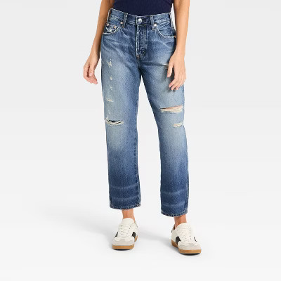 Women's Mid-Rise Boyfriend Jeans - Universal Thread™ Vintage Medium Destroy 0 | Target